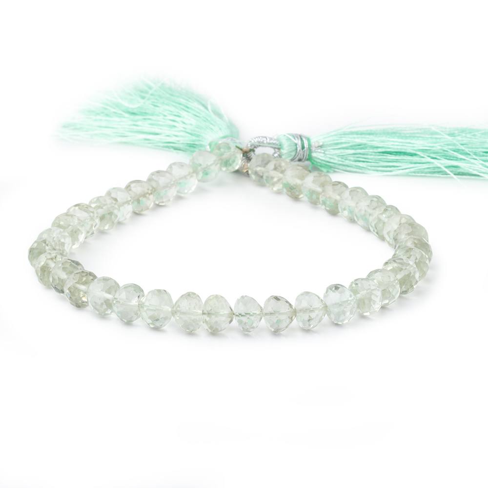 5.5-6.5mm Prasiolite Center Drill Faceted Candy Kiss 8 inch 33 Beads (ONLINE ORDER ONLY)