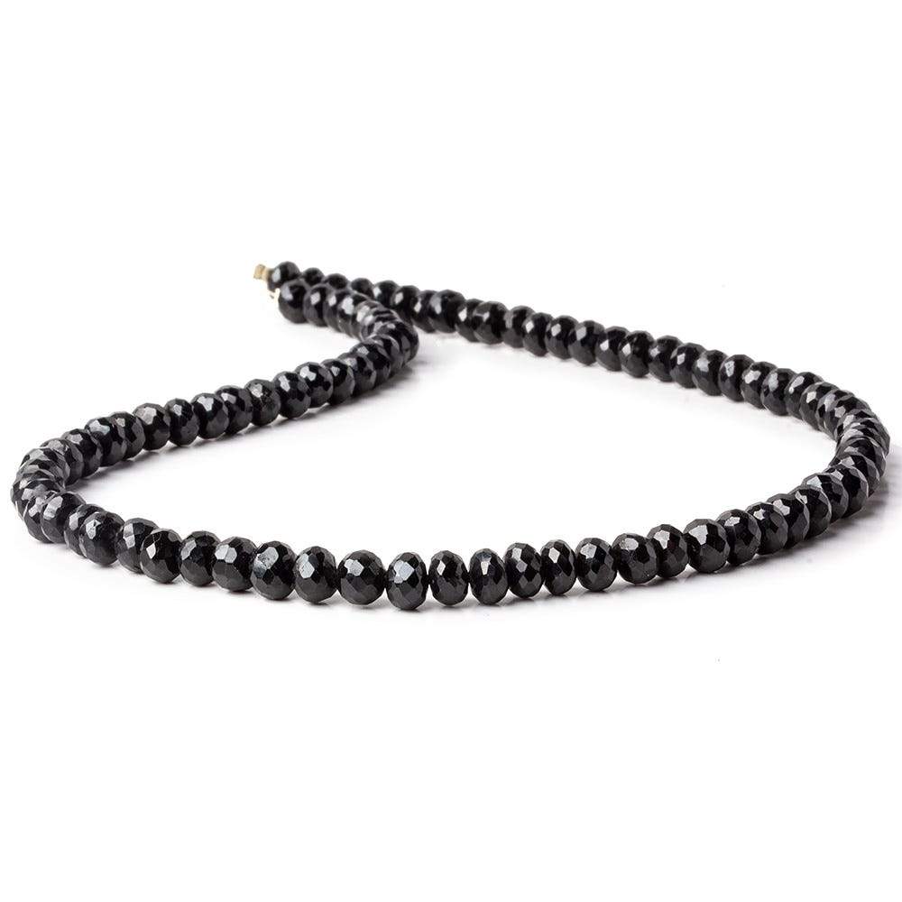 7mm Black Spinel faceted rondelle beads 14 inch 85 pieces AA (ONLINE ORDER ONLY)