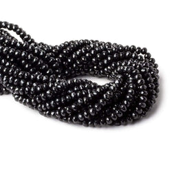 7mm Black Spinel faceted rondelle beads 14 inch 85 pieces AA (ONLINE ORDER ONLY)