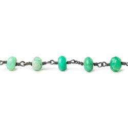 5.5-6mm Chrysoprase faceted rondelle Black Gold plated Chain by the foot (ONLINE ORDER ONLY)