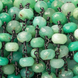 5.5-6mm Chrysoprase faceted rondelle Black Gold plated Chain by the foot (ONLINE ORDER ONLY)