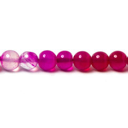 5.5-6mm Fuchsia Hot Pink Chalcedony Plain Round Beads 8 inch 38 pieces (ONLINE ORDER ONLY)