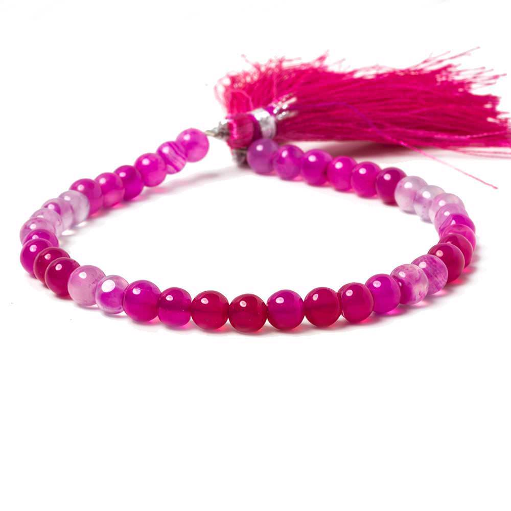 5.5-6mm Fuchsia Hot Pink Chalcedony Plain Round Beads 8 inch 38 pieces (ONLINE ORDER ONLY)