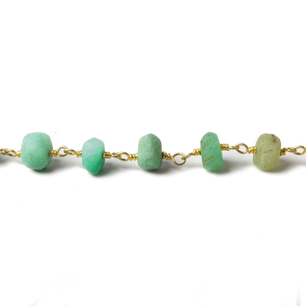 5.5-6mm Matte Chrysoprase faceted rondelle Gold Chain by the foot 31 beads (ONLINE ORDER ONLY)