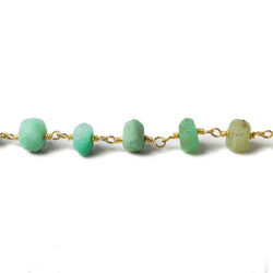 5.5-6mm Matte Chrysoprase faceted rondelle Gold Chain by the foot 31 beads (ONLINE ORDER ONLY)