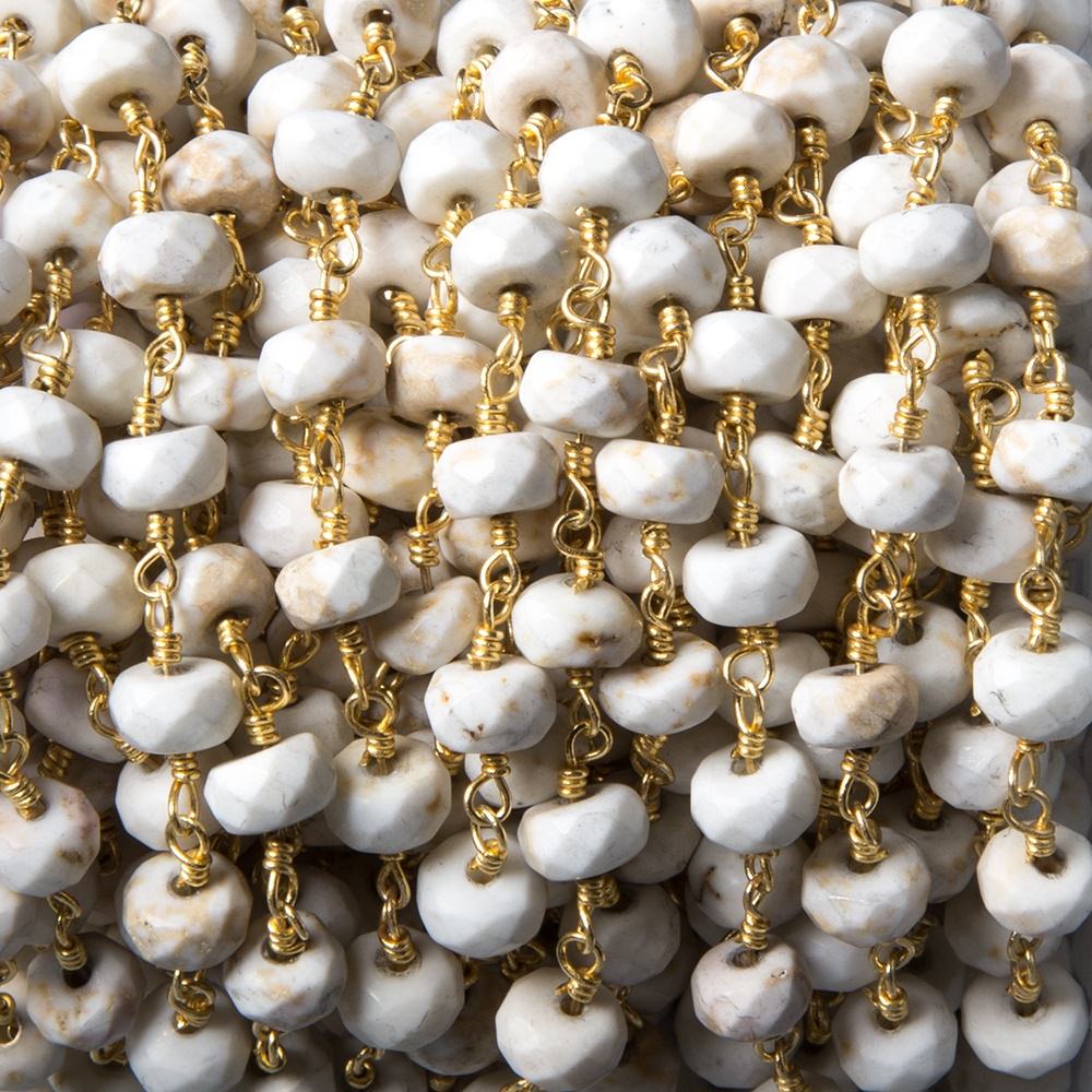 5.5-6mm Matte Tan Agate faceted rondelle Gold Chain by the foot 31 pcs (ONLINE ORDER ONLY)