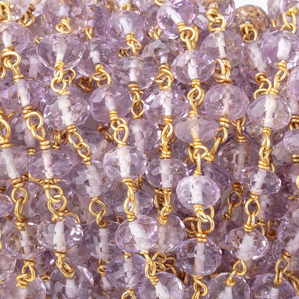 5.5-6mm Pink Amethyst Faceted Rondelle Beads on Vermeil Chain (ONLINE ORDER ONLY)