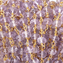 5.5-6mm Pink Amethyst Faceted Rondelle Beads on Vermeil Chain (ONLINE ORDER ONLY)