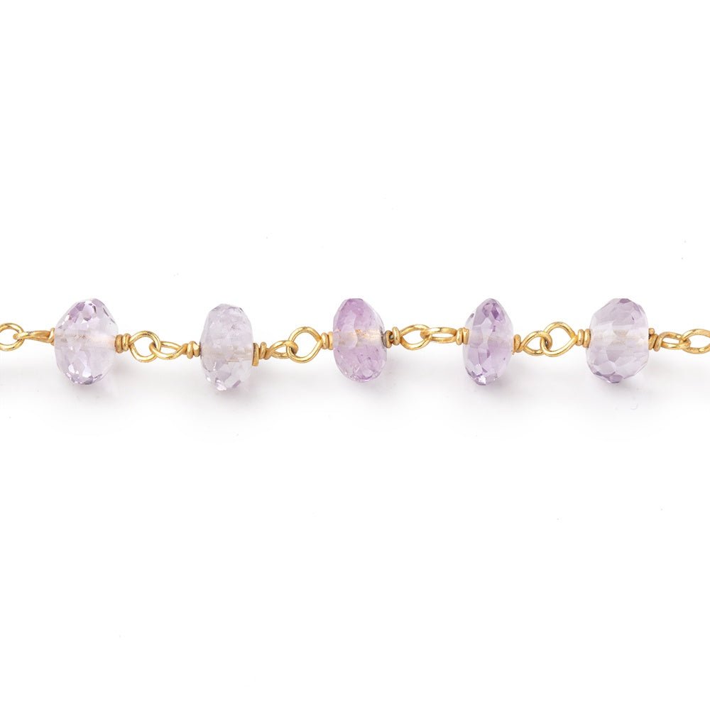 5.5-6mm Pink Amethyst Faceted Rondelle Beads on Vermeil Chain (ONLINE ORDER ONLY)