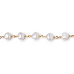 5.5-6mm White Baroque Pearls on Vermeil Chain (ONLINE ORDER ONLY)