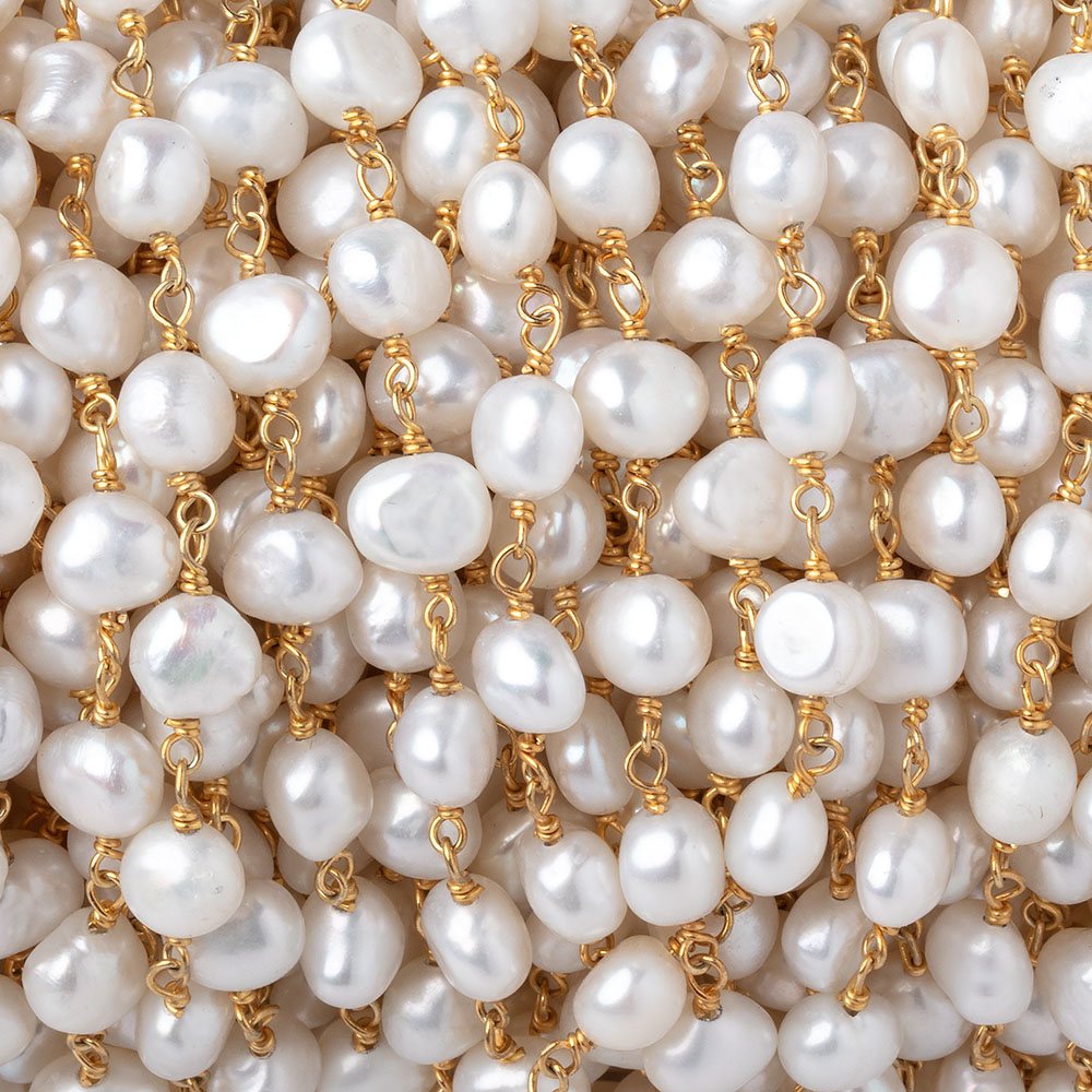 5.5-6mm White Baroque Pearls on Vermeil Chain (ONLINE ORDER ONLY)