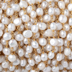 5.5-6mm White Baroque Pearls on Vermeil Chain (ONLINE ORDER ONLY)