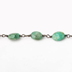 5.5-7.5mm Emerald Plain Oval Beads on Black Gold over .925 Silver Chain (ONLINE ORDER ONLY)