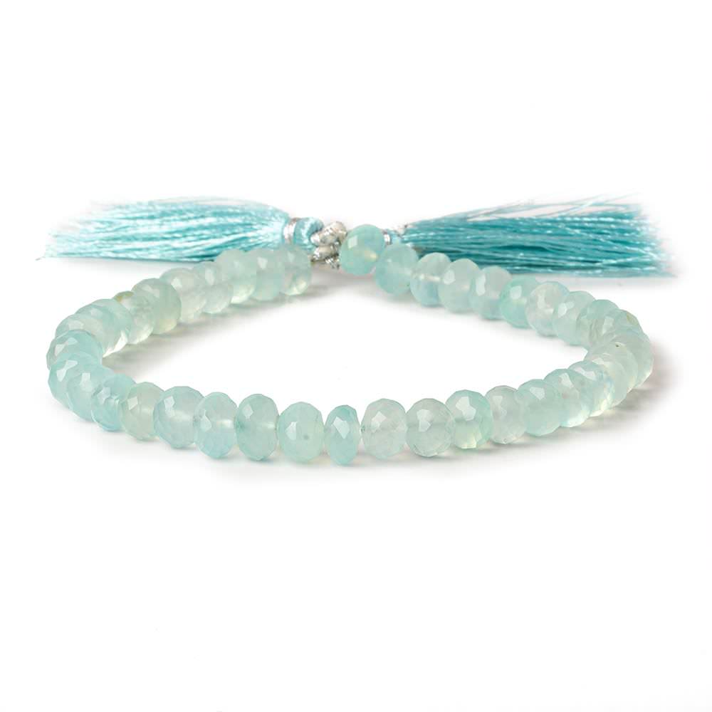 5.5-7mm Seafoam Green Chalcedony faceted rondelles 8 inch 40 beads  AAA (ONLINE ORDER ONLY)