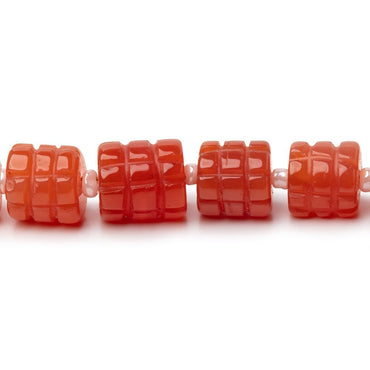 5.5-8mm Dark Carnelian Carved Tube Beads 16 inch 48 Beads (ONLINE ORDER ONLY)