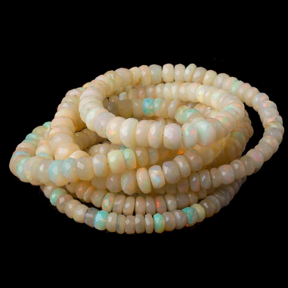 5.5-8mm Ethiopian Opal Faceted Rondelles 18 inch 135 beads AAA (ONLINE ORDER ONLY)
