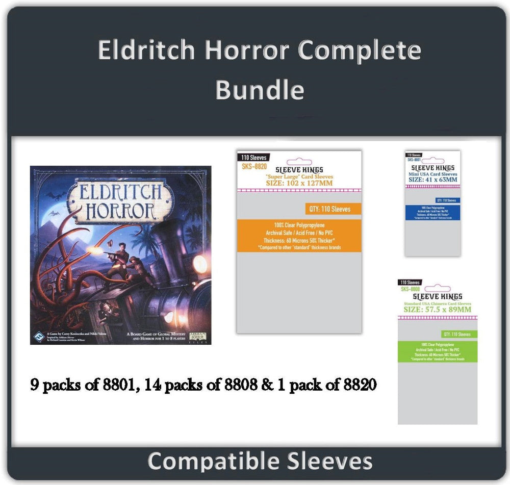 "Eldritch Horror" Complete Compatible Sleeve Bundle (8801 X 9 + 8808 X 14 + 8820 X1) (ONLINE ORDER ONLY)