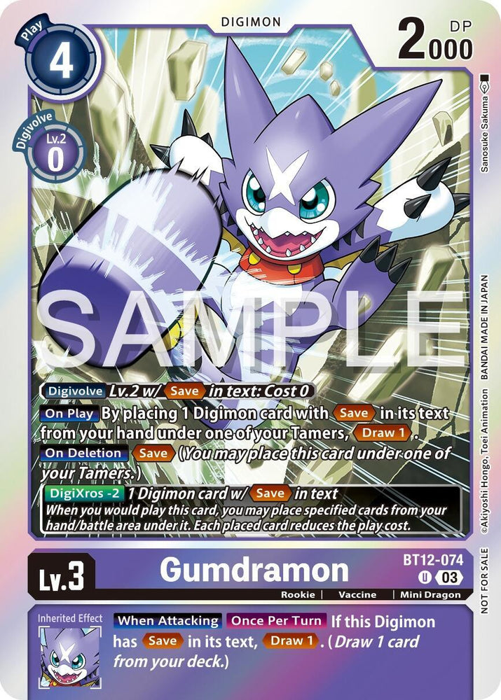 Gumdramon [BT12-074] (Official Tournament Vol.13 Winner Pack) [Across Time Promos] (ONLINE ORDER ONLY)