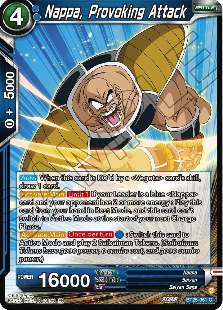 Nappa, Provoking Attack (BT25-051) [Legend of the Dragon Balls] (ONLINE ORDER ONLY)