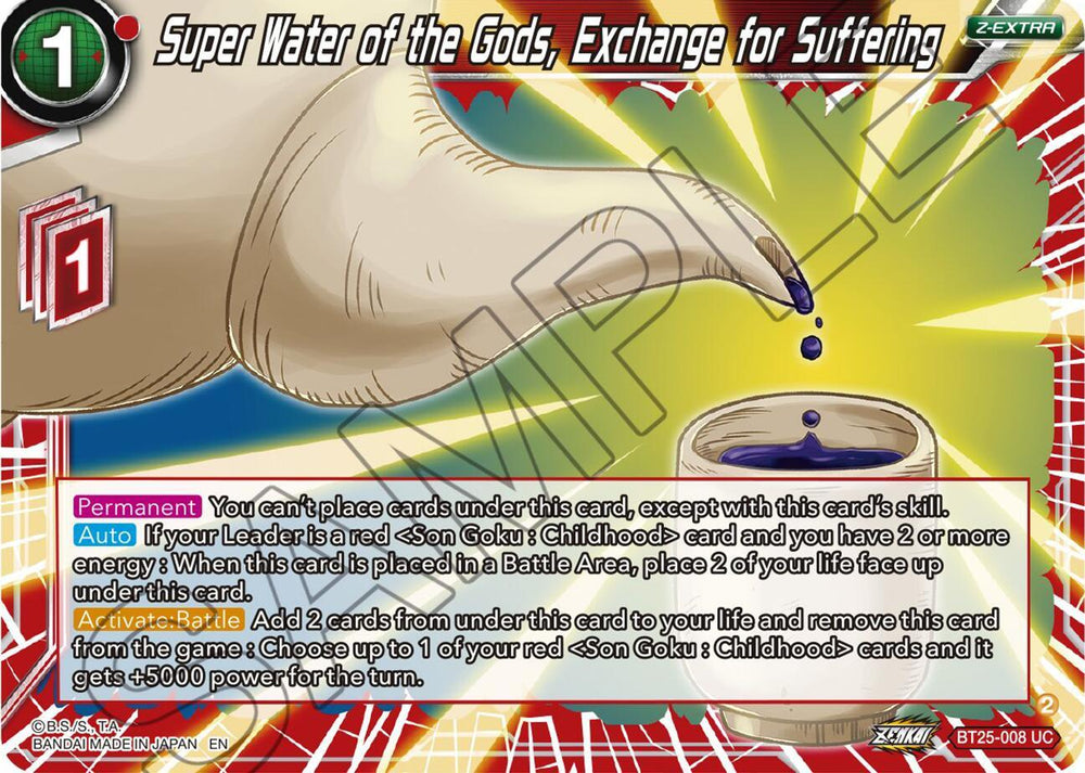 Super Water of the Gods, Exchange for Suffering (BT25-008) [Legend of the Dragon Balls] (ONLINE ORDER ONLY)