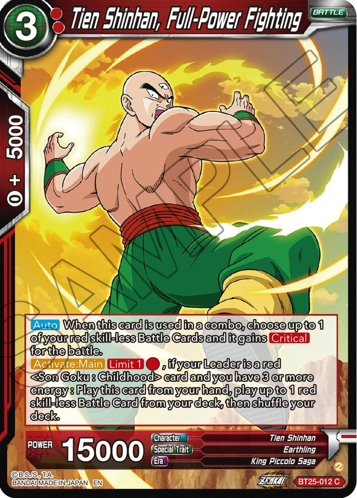 Tien Shinhan, Full-Power Fighting (BT25-012) [Legend of the Dragon Balls] (ONLINE ORDER ONLY)