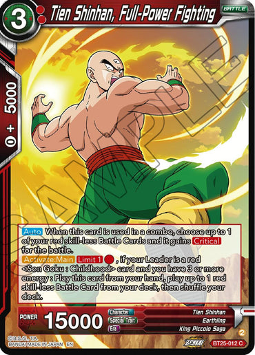 Tien Shinhan, Full-Power Fighting (BT25-012) [Legend of the Dragon Balls] (ONLINE ORDER ONLY)