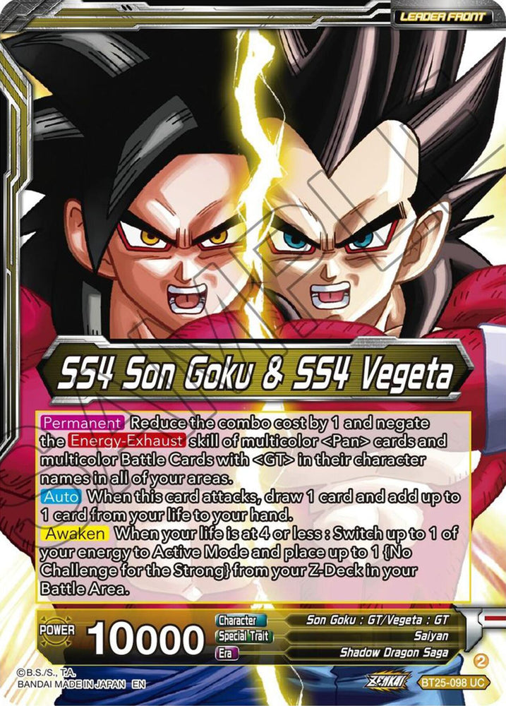 SS4 Son Goku & SS4 Vegeta // SS4 Gogeta, Strongest Fusion Explosion (BT25-098 UC) [Legend of the Dragon Balls] (ONLINE ORDER ONLY)