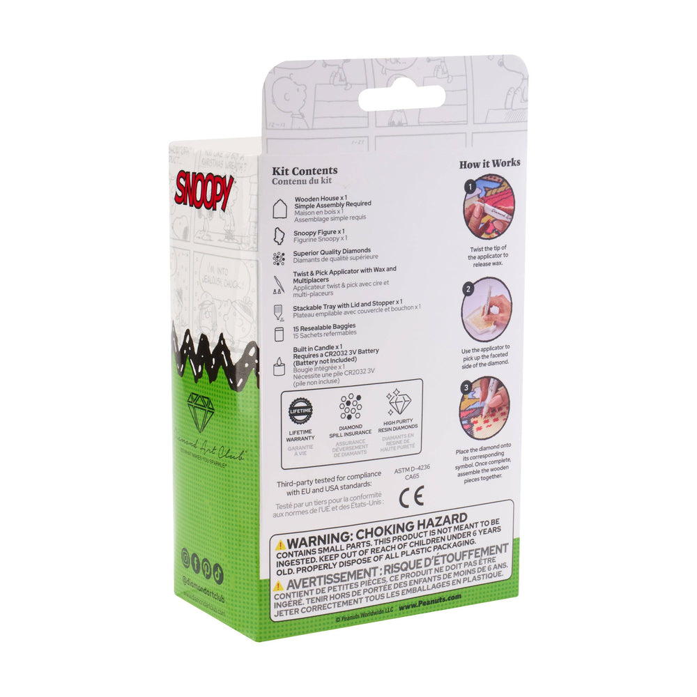 Diamond Art Club – Gem House: The Peanuts Holiday 3D Snoopy Diamond Painting Model (Round Drill, 5.4" x 4.9" x 3") (ONLINE ORDER ONLY)