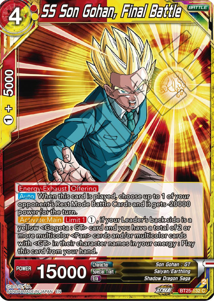 SS Son Gohan, Final Battle (BT25-132) [Legend of the Dragon Balls] (ONLINE ORDER ONLY)