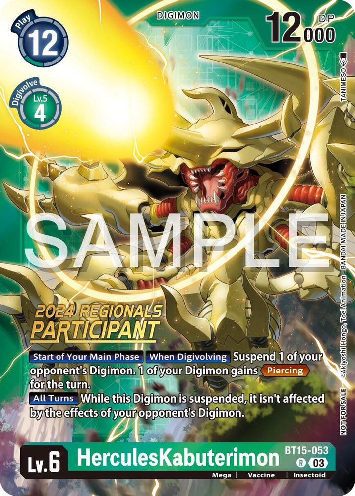 HerculesKabuterimon [BT15-053] (2024 Regionals Participant) [Exceed Apocalypse] (ONLINE ORDER ONLY)