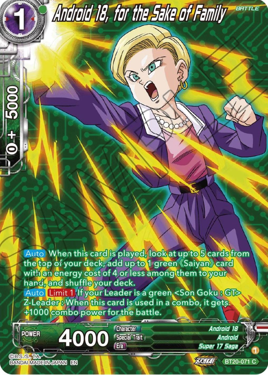 Android 18, for the Sake of Family (Silver Foil) (BT20-071) [Power Absorbed] (ONLINE ORDER ONLY)