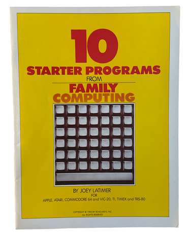 10 Starter Programs from Family Computing for Apple Atari Commodore, VIC-20 (Online Order Only)