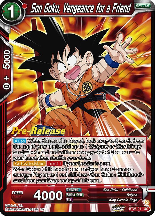 Son Goku, Vengeance for a Friend (BT25-011) [Legend of the Dragon Balls Prerelease Promos] (ONLINE ORDER ONLY)