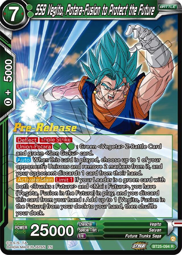 SSB Vegito, Potara-Fusion to Protect the Future (BT25-094) [Legend of the Dragon Balls Prerelease Promos] (ONLINE ORDER ONLY)