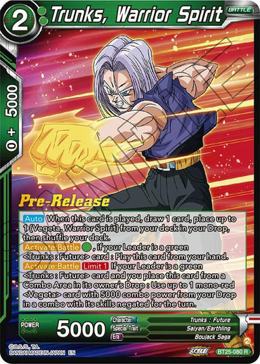 Trunks, Warrior Spirit (BT25-080) [Legend of the Dragon Balls Prerelease Promos] (ONLINE ORDER ONLY)