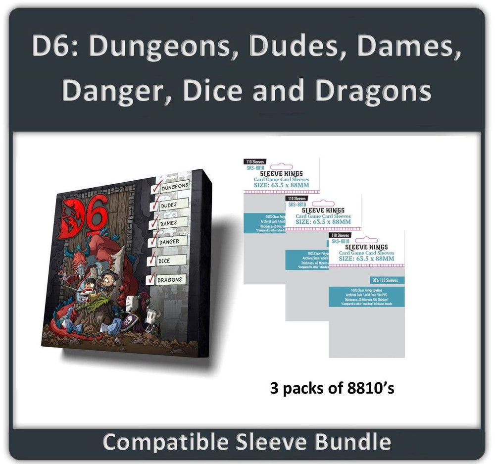 "D6: Dungeons, Dudes, Dames, Danger, Dice and Dragons!" Compatible Sleeve Bundle (8810 X 3) (ONLINE ORDER ONLY)