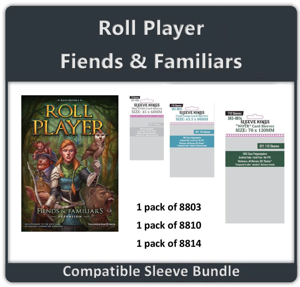 "ROLL PLAYER - Fiends & Familiars" Expansion Compatible Sleeve Bundle (8803 X 1 + 8810 X 1 + 8814 X 1) (ONLINE ORDER ONLY)