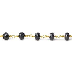 4x3-5.5x3mm Black Spinel faceted rondelle Gold plated Chain by the foot 30 beads (ONLINE ORDER ONLY)