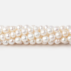 5.5mm Creamy White Ringed Baroque Freshwater Pearls 15 inch 68 Beads (ONLINE ORDER ONLY)