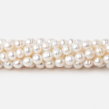5.5mm Creamy White Ringed Baroque Freshwater Pearls 15 inch 68 Beads (ONLINE ORDER ONLY)