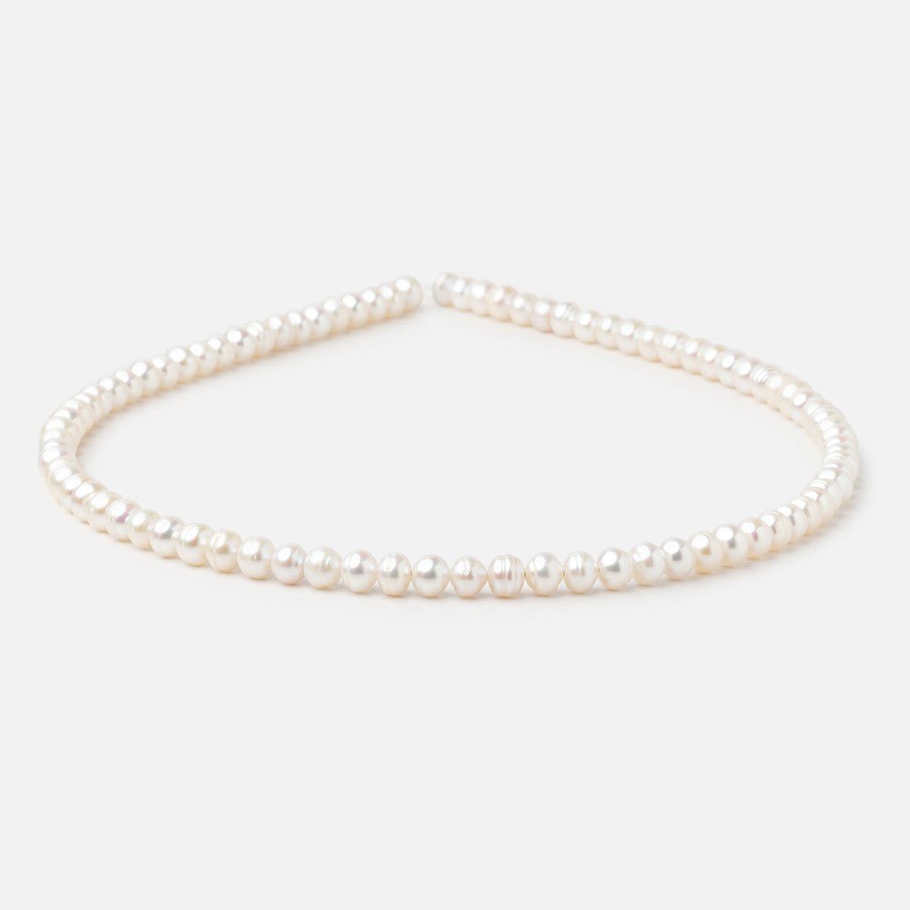5.5mm Creamy White Ringed Baroque Freshwater Pearls 15 inch 68 Beads (ONLINE ORDER ONLY)