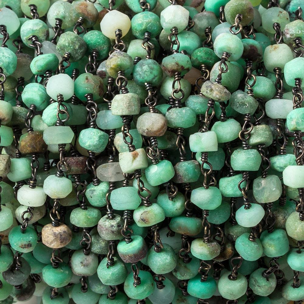 5.5mm Matte Chrysoprase rondelle Black Gold Chain by the foot 31 pieces (ONLINE ORDER ONLY)