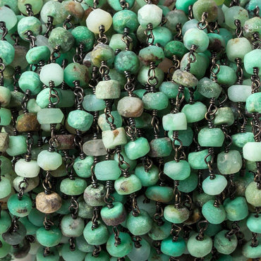 5.5mm Matte Chrysoprase rondelle Black Gold Chain by the foot 31 pieces (ONLINE ORDER ONLY)