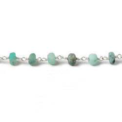 5.5mm Matte Chrysoprase rondelle Silver Chain by the foot 31 pieces (ONLINE ORDER ONLY)