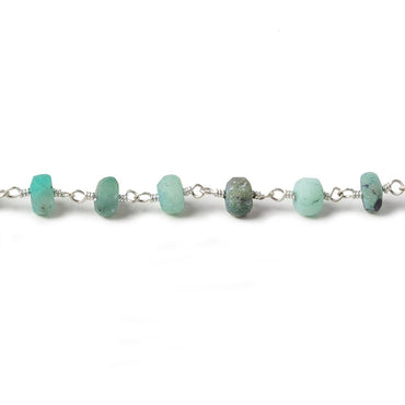 5.5mm Matte Chrysoprase rondelle Silver Chain by the foot 31 pieces (ONLINE ORDER ONLY)