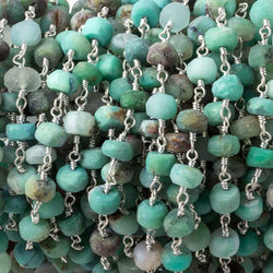 5.5mm Matte Chrysoprase rondelle Silver Chain by the foot 31 pieces (ONLINE ORDER ONLY)