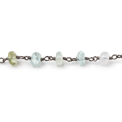 5.5mm Multi Color Beryl Plain Rondelles on Black Gold over Sterling Silver Chain (ONLINE ORDER ONLY)