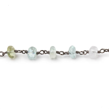 5.5mm Multi Color Beryl Plain Rondelles on Black Gold over Sterling Silver Chain (ONLINE ORDER ONLY)