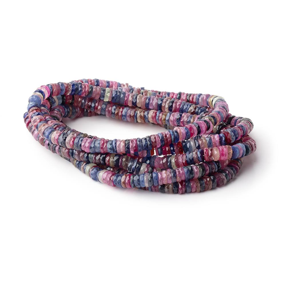 5.2mm Multi Color Madagascar Sapphire Faceted Heishi 16 inch 250 Beads AA (ONLINE ORDER ONLY)