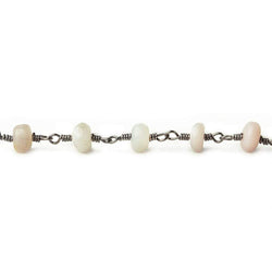 5.5mm Pink Peruvian Opal Plain Rondelle Black Gold plated Chain by the foot (ONLINE ORDER ONLY)